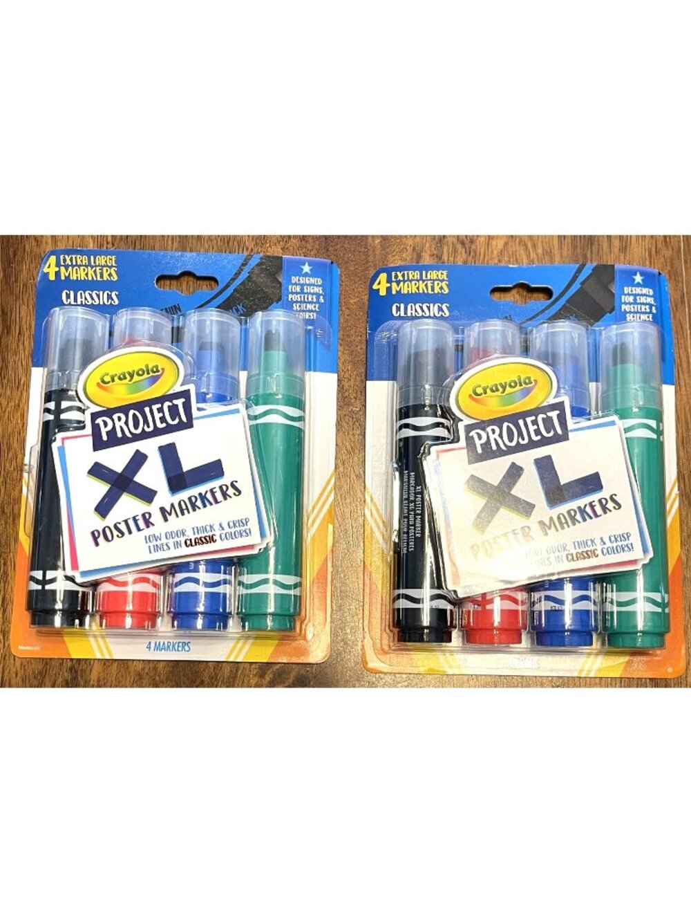 2 Sets Crayola Project XL Poster Markers 4 Pack Extra Large Size Project Classic
